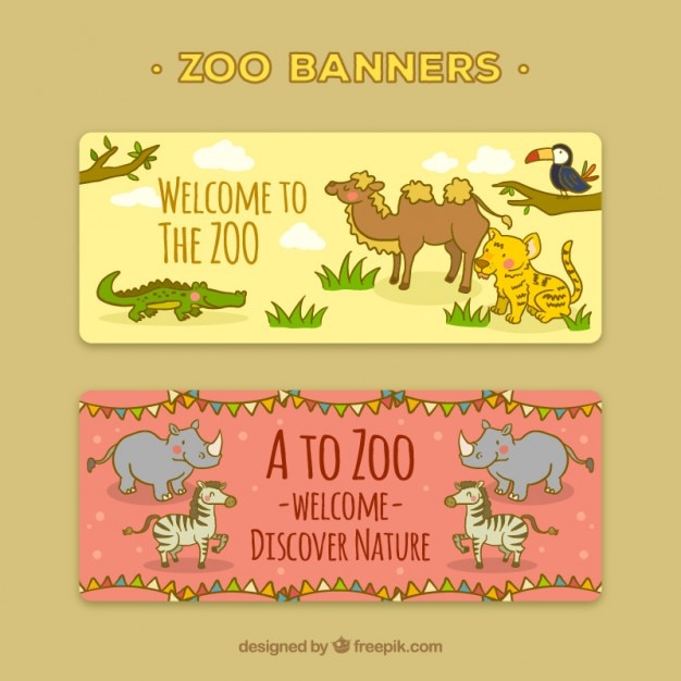 Kostenloser Vektor banner zu besuchen den zoo