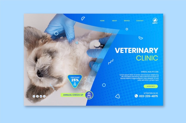 Kostenloser Vektor bannervorlage der veterinärklinik