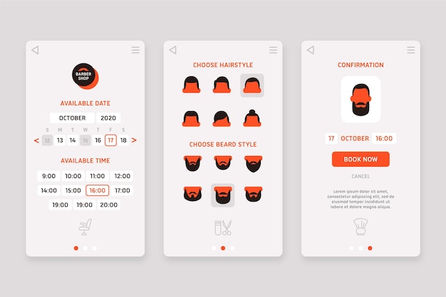 Kostenloser Vektor barber shop buchungs-app