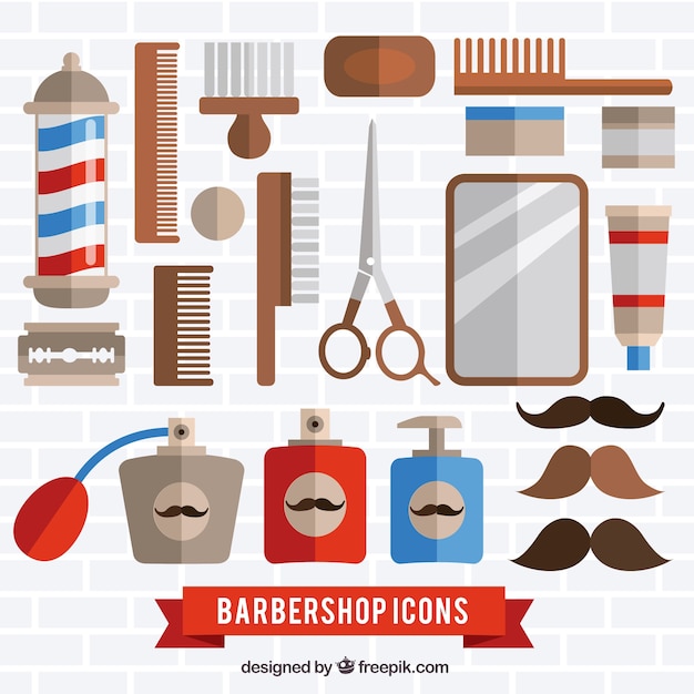 Barber Shop Werkzeuge packen in flachen Stil