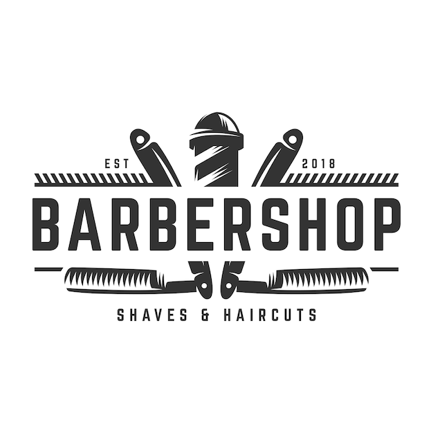 Barbershop vintage logo vorlage Premium Vektoren