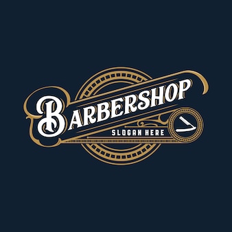 Barbershop vintage logo Premium Vektoren