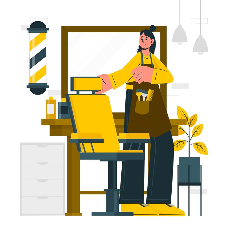 Kostenlose Vektor barbershop wartende kundenkonzeptillustration