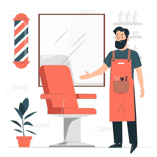 Kostenloser Vektor barbershop wartende kundenkonzeptillustration