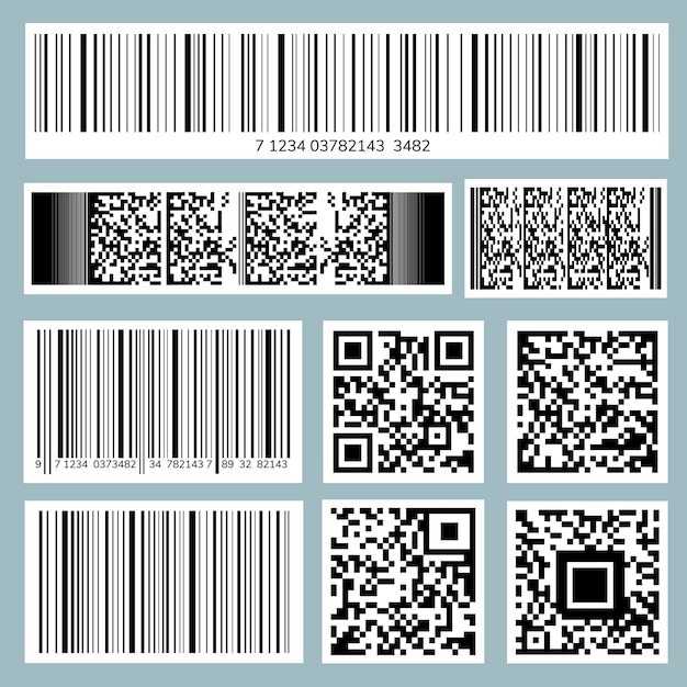 Kostenloser Vektor barcode- und qr-code-sammlung