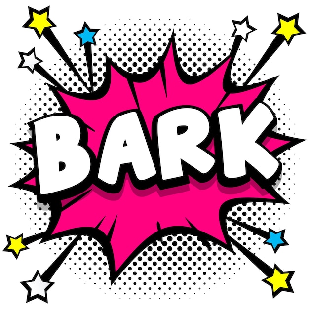 Kostenloser Vektor bark pop-art-comic-sprechblasen-buch-soundeffekte