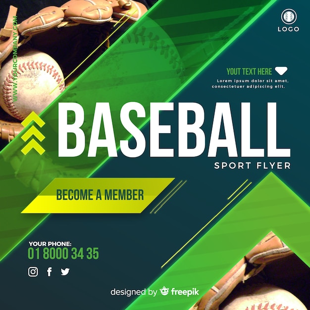 Kostenloser Vektor baseball-flyer