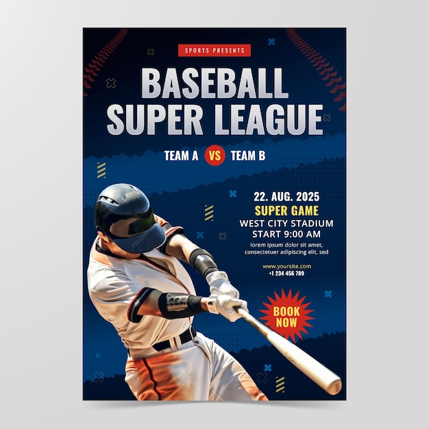 Kostenloser Vektor baseball-poster-vorlage entworfen