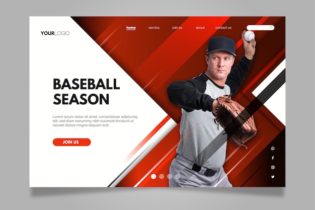 Kostenloser Vektor baseball-saison sport landing page