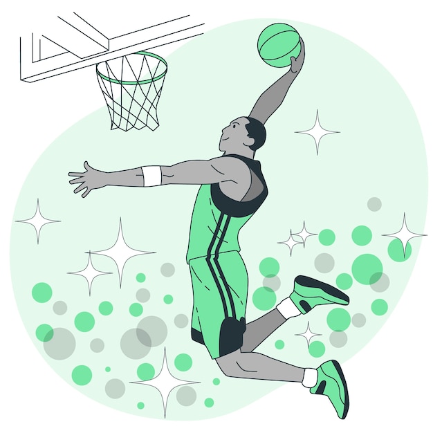 Kostenloser Vektor basketball-spieler-konzeptillustration des flachen designs schwarze