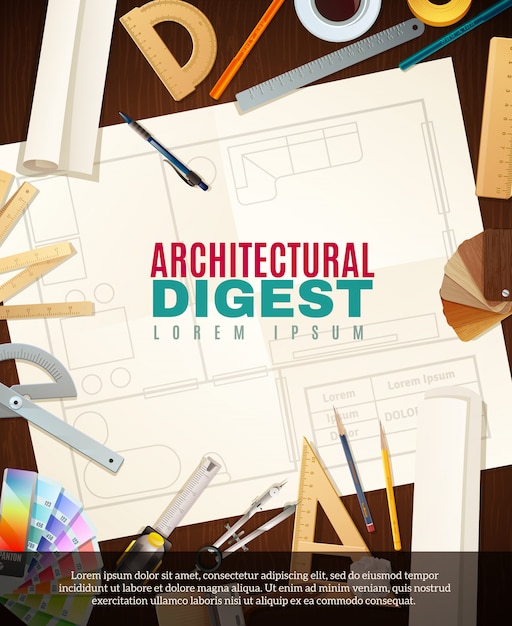 Bau Architekt Tools Illustration