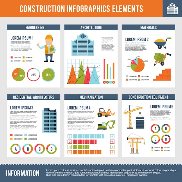 Bau infographik set