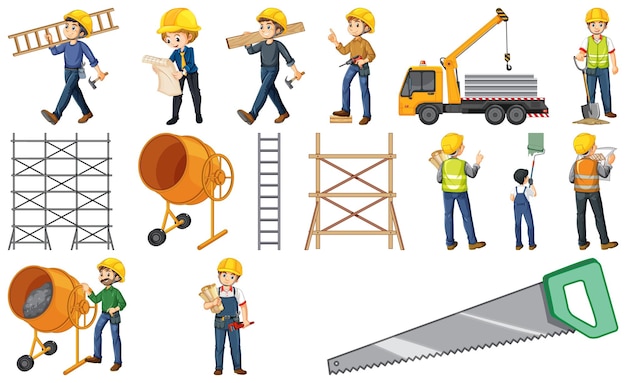Bauarbeiter, die verschiedene jobs erledigen
