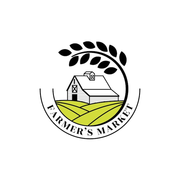 Kostenloser Vektor bauernmarkt-logo im flachen design