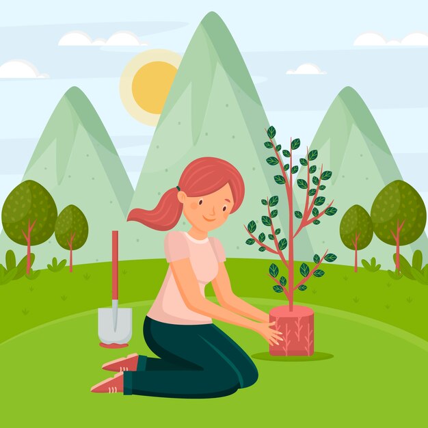 Baumpflanzillustration im flachen Design