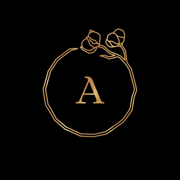 goldrahmenschablone orchideenblume und monogrammkonzept mit dem buchstaben o im minimalen linearen stil vektorblumenlogo mit kopienraum fur text emblem fur kosmetik medikamente lebensmittel mode schonheit premium vektor