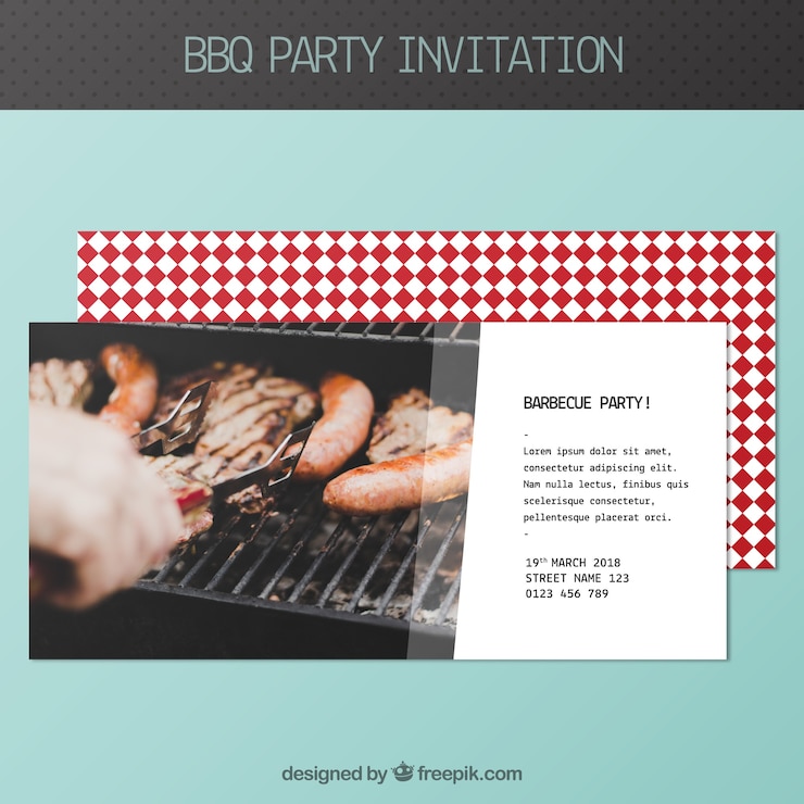 Kostenlose Vektor bbq einladung vorlage