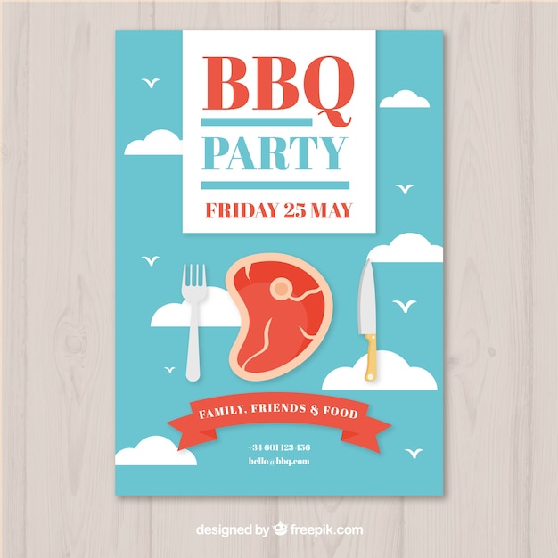 Bbq-partyeinladung im flachen design