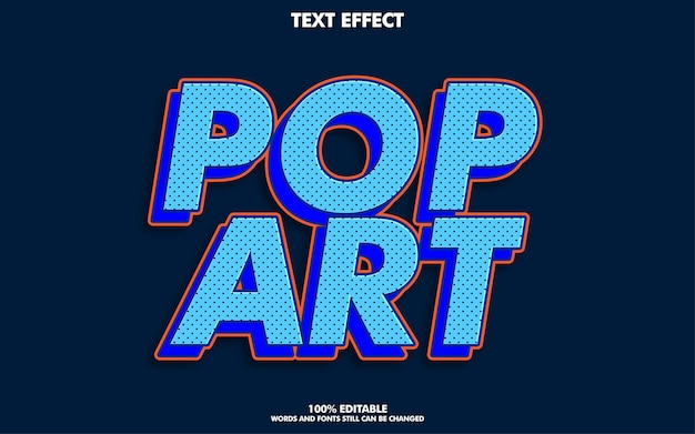 Kostenloser Vektor bearbeitbare texteffekte der retro-pop-art