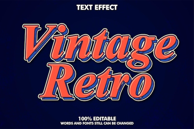 Kostenloser Vektor bearbeitbare vintage-texteffekte im retro-stil