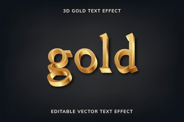 Bearbeitbare vorlage für den goldenen 3d-texteffektvektor