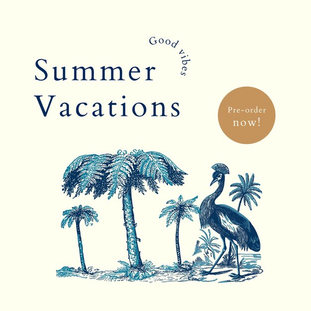 Bearbeitbarer Beitrag für Summer Vibes-Anzeigenvorlage