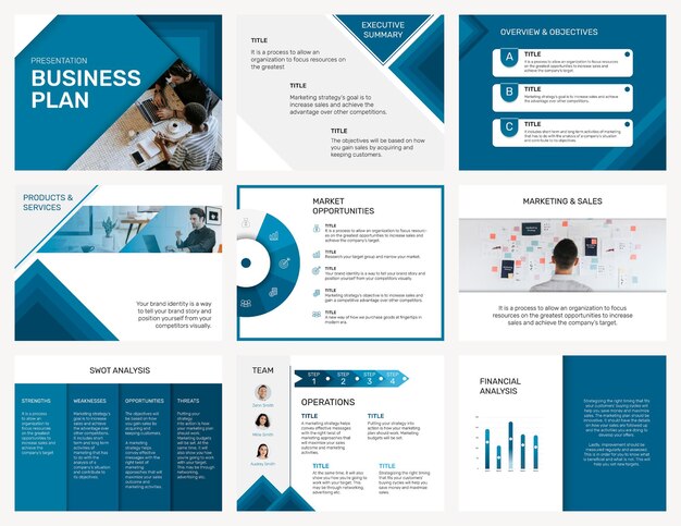 Bearbeitbarer Business-Präsentationsvorlagenvektor im modernen Design-Set