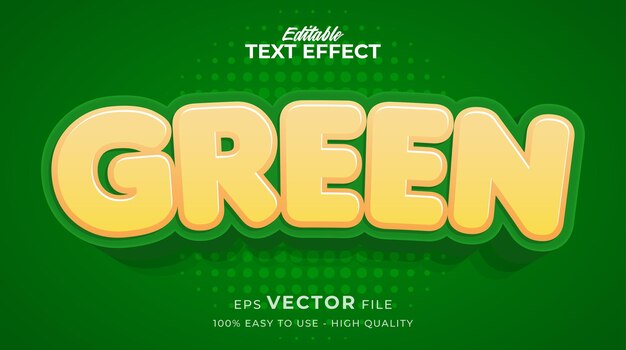 Bearbeitbarer premium-texteffekt der grünen cartoon-typografie