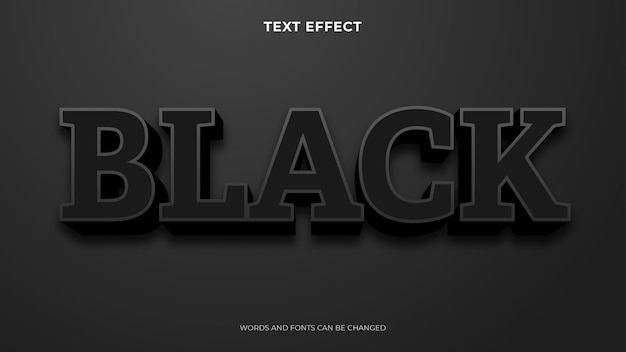 Kostenloser Vektor bearbeitbarer schwarzer texteffekt, 3d-texteffekt