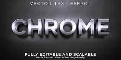 Kostenloser Vektor bearbeitbarer texteffekt, chrom-metallic-textstil