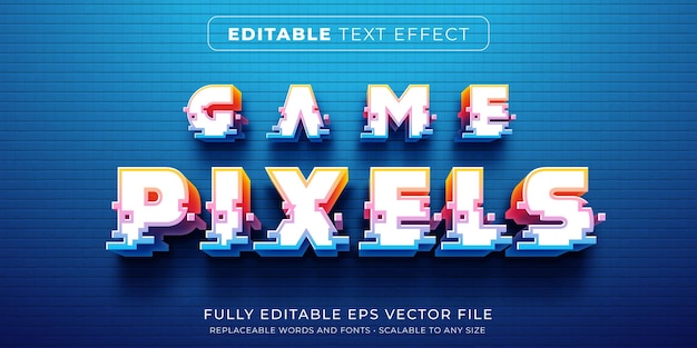 Bearbeitbarer texteffekt im pixelstil des arcade-spiels Premium Vektoren