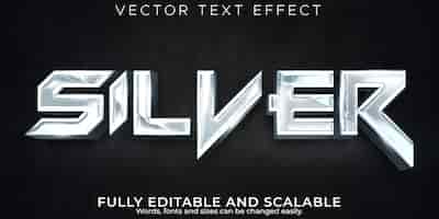 Kostenloser Vektor bearbeitbarer texteffekt silber, 3d-metallic-farbverlauf-schriftart