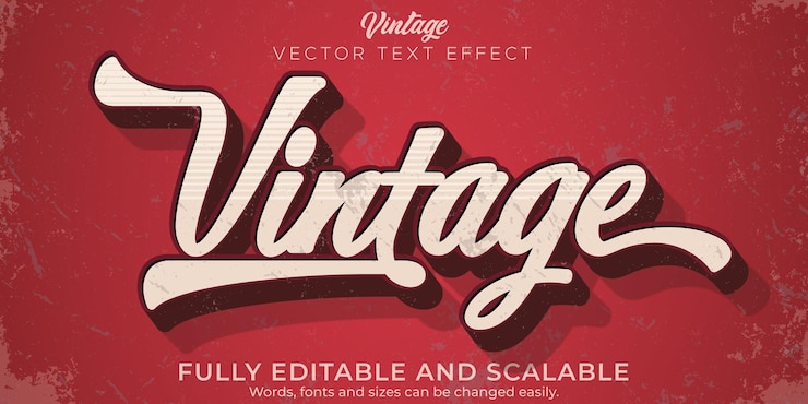 Kostenlose Vektor bearbeitbarer texteffekt vintage retro-textstil
