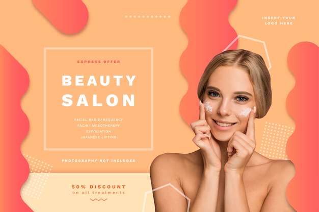 Beauty-salon-banner-vorlage mit sonderangeboten