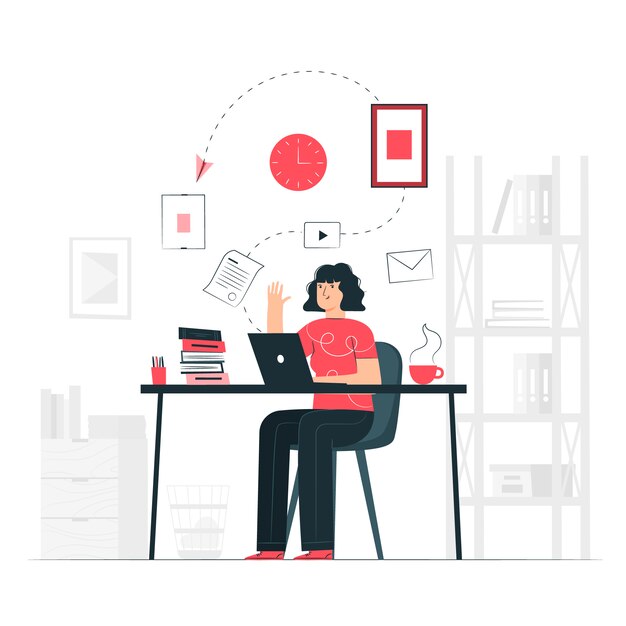 Bei der Arbeit Konzept Illustration
