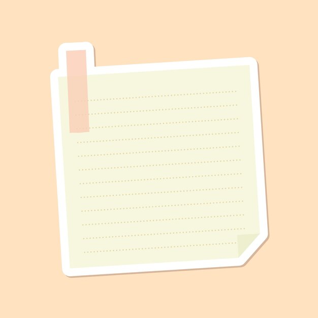 Beige linierter Briefpapier-Journal-Aufkleber-Vektor
