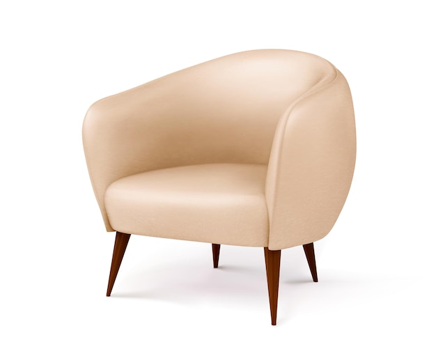 Beige weicher Ledersessel mit hölzernen Beinen