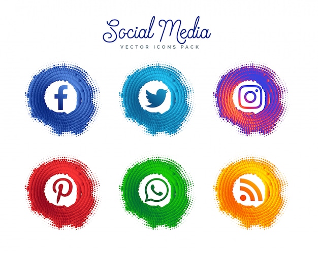 Kostenloser Vektor beliebte social media-logo-sammlung