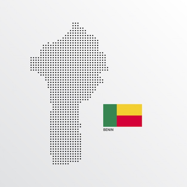 Benin kartenentwurf mit flaggen- und hellem hintergrundvektor