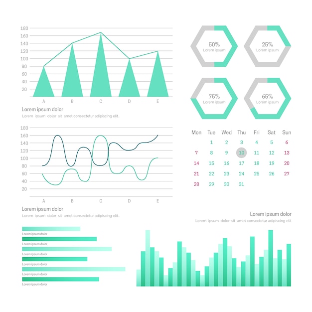 Kostenloser Vektor benutzeroberfläche für dashboard-vorlagen