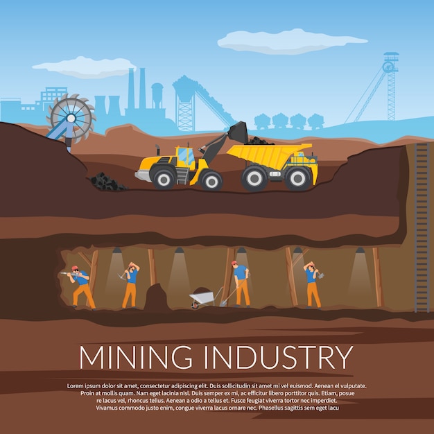 Bergbau-abbildung Kostenlosen Vektoren