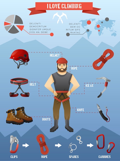 Kostenloser Vektor berge klettern infografiken poster