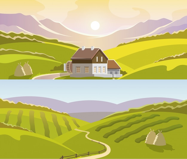 Berglandschaft Banner Set