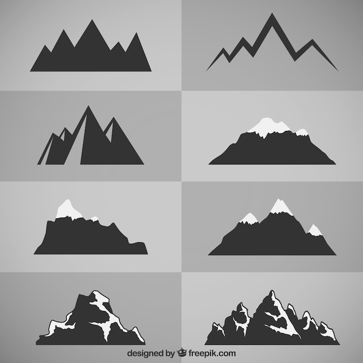 Kostenlose Vektor bergsilhouetten