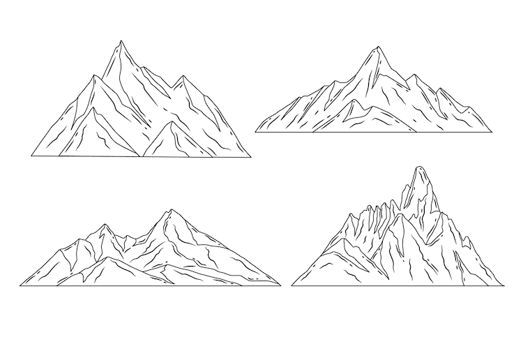 Kostenlose Vektor bergumrissillustration des flachen designs