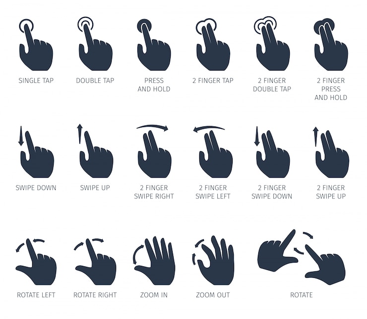 Kostenlose Vektor berühre gesten icons