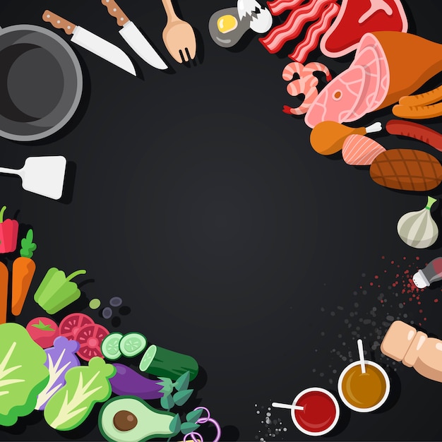Bestandteile und Werkzeugvektorsatz kochen