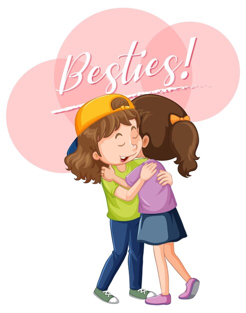 Bester Freund Mädchen Cartoon-Figur mit Besties-Schriftzug