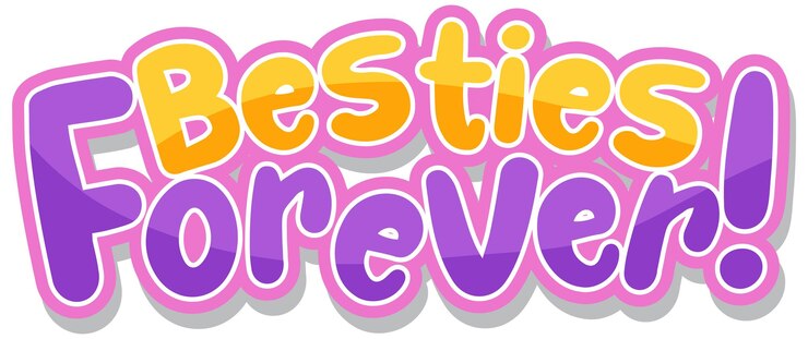 Kostenlose Vektor besties forever wortlogo auf weißem hintergrund