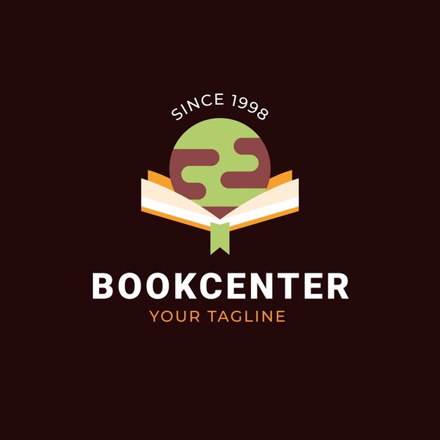 Bibliothekslogo-Vorlage mit flachem Design